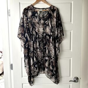 Sunflower Paisley Sheer Caftan Coverup Free Size